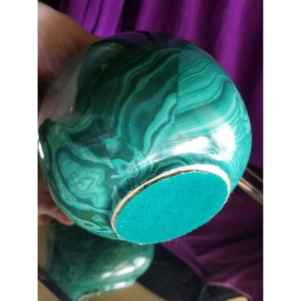Vintage South America  Studio Pottery Jar green glaze w/gold MOD 5.5